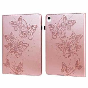 For iPad 10th Gen 10.9 2022 Embossed Butterfly Leather Tablet Case(Pink)