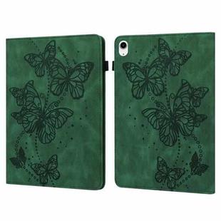 For iPad 10th Gen 10.9 2022 Embossed Butterfly Leather Tablet Case(Green)