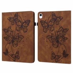 For iPad 10th Gen 10.9 2022 Embossed Butterfly Leather Tablet Case(Brown)