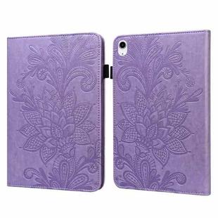 For iPad 10th Gen 10.9 2022 Lace Flower Embossing Pattern Leather Tablet Case(Purple)