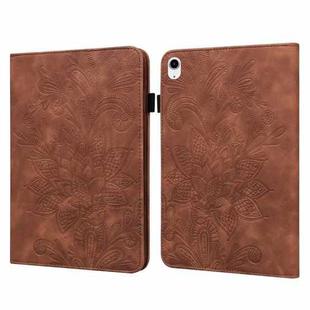 For iPad 10th Gen 10.9 2022 Lace Flower Embossing Pattern Leather Tablet Case(Brown)