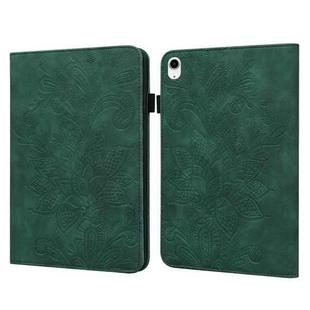 For iPad 10th Gen 10.9 2022 Lace Flower Embossing Pattern Leather Tablet Case(Green)