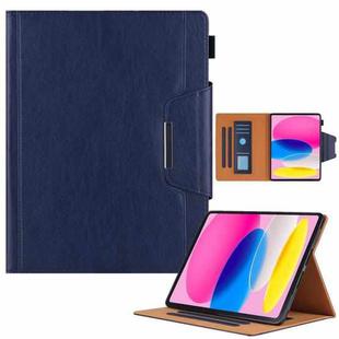 For iPad 10th Gen 10.9 2022 Solid Color Metal Buckle Leather Smart Tablet Case(Royal Blue)