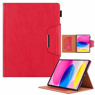 For iPad 10th Gen 10.9 2022 Solid Color Metal Buckle Leather Smart Tablet Case(Red)