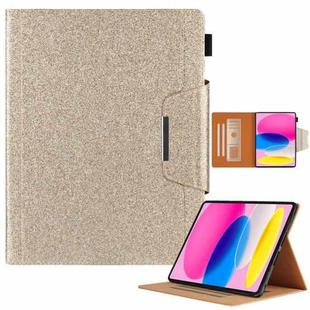 For iPad 10th Gen 10.9 2022 Glitter Metal Buckle Leather Smart Tablet Case(Gold)