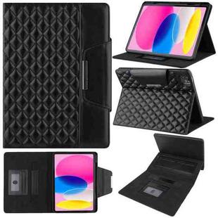 For iPad 10th Gen 10.9 2022 Grid Metal Buckle Leather Smart Tablet Case(Black)