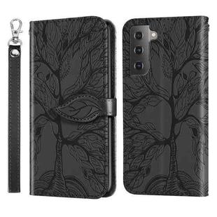 For Samsung Galaxy S23 5G Life Tree Embossing Pattern Leather Phone Case(Black)