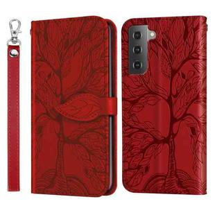 For Samsung Galaxy S23+ 5G Life Tree Embossing Pattern Leather Phone Case(Red)