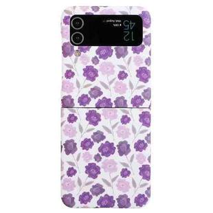 For Samsung Galaxy Z Flip4 5G Flowers Pattern Folded Shockproof Phone Case(Violets)