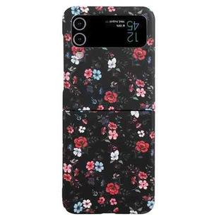 For Samsung Galaxy Z Flip4 5G Flowers Pattern Folded Shockproof Phone Case(Plum Bossom)