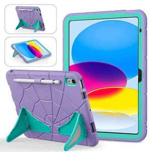 For iPad 10th Gen 10.9 2022 Silicone + PC Shockproof Protective Tablet Case (Purple + Mint Green)