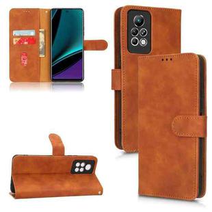 For Infinix Note 11 Pro Skin Feel Magnetic Flip Leather Phone Case(Brown)