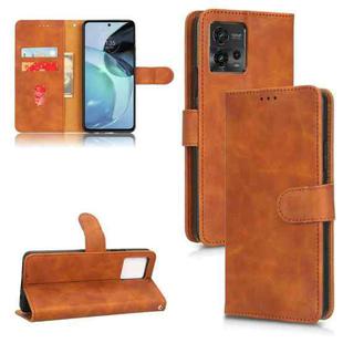 For Motorola Moto G62 4G Skin Feel Magnetic Flip Leather Phone Case(Brown)