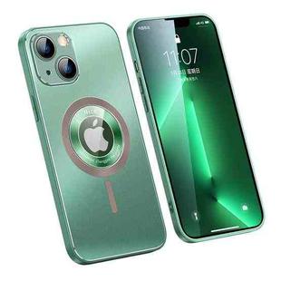 For iPhone 14 Frosted Metal Backplate MagSafe Phone Case(Green)