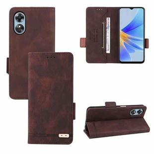 For OPPO A17 Magnetic Clasp Leather Phone Case(Brown)