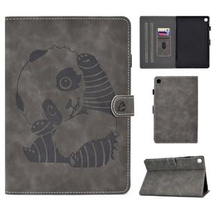 For Galaxy Tab S6 Lite Sewing Thread Horizontal Painted Flat Leather Case with Pen Cover & Anti Skid Strip & Card Slot & Holder(Gray)