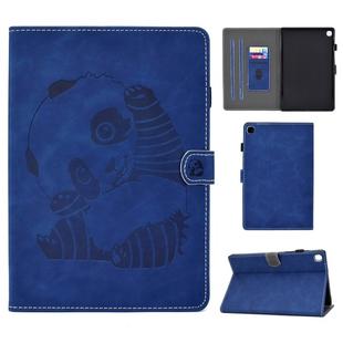 For Galaxy Tab S6 Lite Sewing Thread Horizontal Painted Flat Leather Case with Pen Cover & Anti Skid Strip & Card Slot & Holder(Blue)