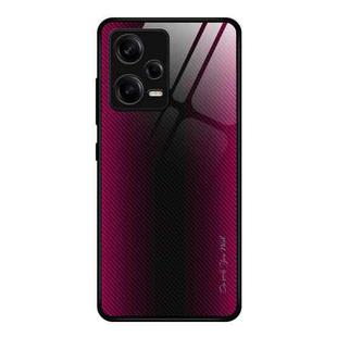 For Xiaomi Redmi Note 12 Pro 5G China Texture Gradient Glass TPU Phone Case(Rose Red)