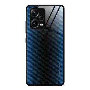 For Xiaomi Redmi Note 12 Pro+ China Texture Gradient Glass TPU Phone Case(Blue)