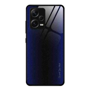 For Xiaomi Redmi Note 12 Pro+ China Texture Gradient Glass TPU Phone Case(Dark Blue)