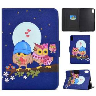 For iPad 10th Gen 10.9 2022 Electric Pressed Colored Drawing Smart Leather Tablet Case(Couple Owl)