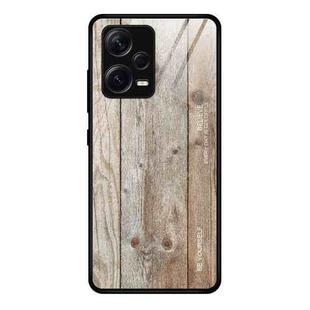 For Xiaomi Redmi Note 12 Pro+ China Wood Grain Glass TPU Phone Case(Grey)