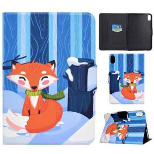 For iPad 10th Gen 10.9 2022 Electric Pressed Colored Drawing Smart Leather Tablet Case(Red Fox)