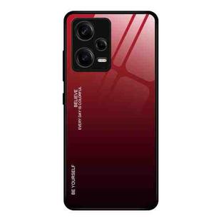 For Xiaomi Redmi Note 12 Pro 5G China Gradient Color Glass Phone Case(Red Black)