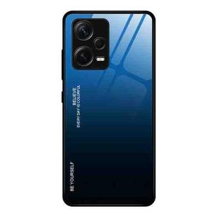 For Xiaomi Redmi Note 12 Pro+ China Gradient Color Glass Phone Case(Blue Black)