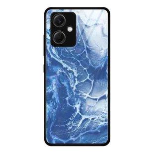 For Xiaomi Redmi Note 12 China Marble Pattern Glass Phone Case(Blue Ocean)
