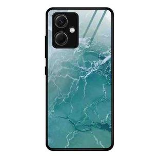 For Xiaomi Redmi Note 12 China Marble Pattern Glass Phone Case(Green Ocean)