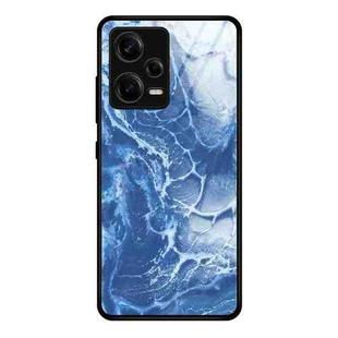 For Xiaomi Redmi Note 12 Pro 5G China Marble Pattern Glass Phone Case(Blue Ocean)