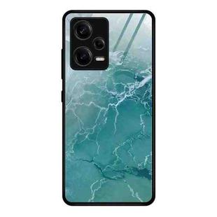 For Xiaomi Redmi Note 12 Pro 5G China Marble Pattern Glass Phone Case(Green Ocean)