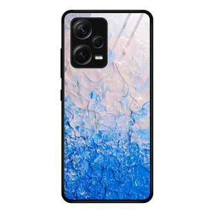 For Xiaomi Redmi Note 12 Pro+ China Marble Pattern Glass Phone Case(Ocean Waves)