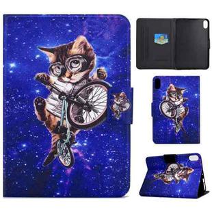 For iPad 10th Gen 10.9 2022 Electric Pressed Colored Drawing Smart Leather Tablet Case(Glasses Cat)