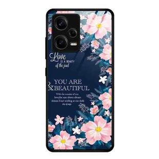 For Xiaomi Redmi Note 12 Pro 5G China Colorful Painted Glass Phone Case(Flowers)