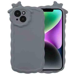 For iPhone 13 Bowknot Liquid Silicone Phone Case(Grey)