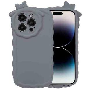 For iPhone 13 Pro Max Bowknot Liquid Silicone Phone Case(Grey)