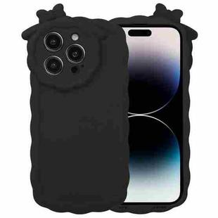 For iPhone 13 Pro Max Bowknot Liquid Silicone Phone Case(Black)