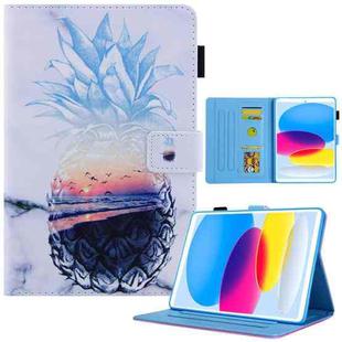 For iPad 10th Gen 10.9 2022 Colored Drawing Leather Smart Tablet Case(Ocean Pineapple)