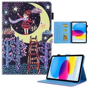 For iPad 10th Gen 10.9 2022 Colored Drawing Leather Smart Tablet Case(Catch Stars Girl)