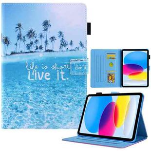 For iPad 10th Gen 10.9 2022 Colored Drawing Leather Smart Tablet Case(Beach)
