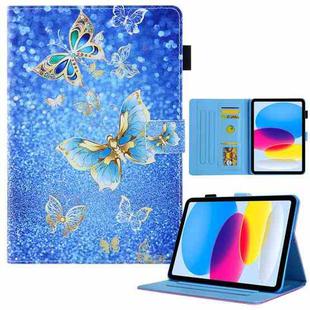For iPad 10th Gen 10.9 2022 Colored Drawing Leather Smart Tablet Case(Gold Butterfly)