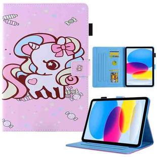 For iPad 10th Gen 10.9 2022 Colored Drawing Leather Smart Tablet Case(Candy Unicorn)