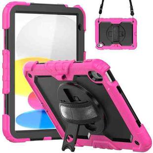 For iPad 10th Gen 10.9 2022 Silicone + PC Full Body Protection Tablet Case(Black + Rose Red)