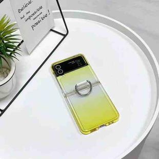For Samsung Galaxy Z Flip4 5G Gradient Color Ring Holder Fold Phone Case(Gradient Yellow)