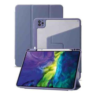 For iPad Pro 11 2022 / 2021 / 2020 / 2018 / Air 2022 / 2020 10.9 3-Fold 360 Rotation Acrylic Leather Smart Tablet Case(Lavender Purple Gray)