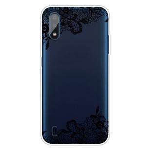 For Galaxy A01 Shockproof Painted Transparent TPU Protective Case(Lace Flower)