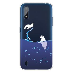 For Galaxy A01 Shockproof Painted Transparent TPU Protective Case(Seal)