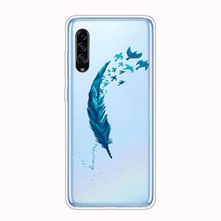 For Galaxy A90 5G Shockproof Painted Transparent TPU Protective Case(Feather)